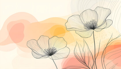 minimal line flower botanical background