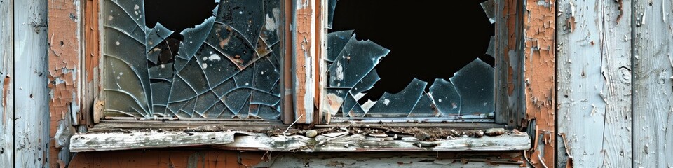 Canvas Print - Broken window in newly built house