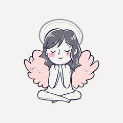 Sticker - Cute angel cartoon illustration