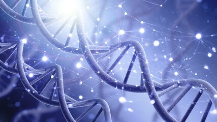 Wall Mural - spiral dna helix structure on color background.