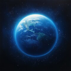 Wall Mural - stunning image of earth in space, showcasing vibrant colors and glowing atmosphere amidst a starry b