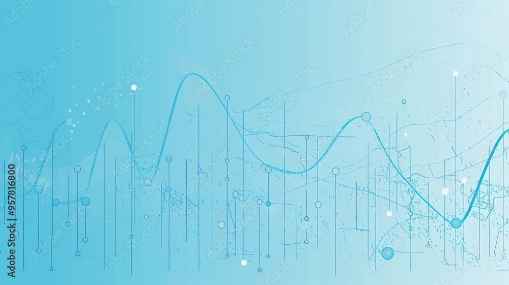 The light blue backdrop is adorned with a statistical chart doodling ...