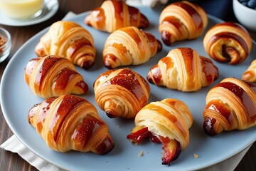 Wall Mural - Irresistible Mini Croissants Flaky Breakfast Snack for a Delicious Start