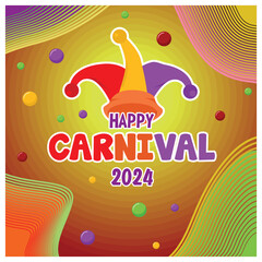 Wall Mural - Annual festival in Brazil. Funny clown hat with a colorful balls. Carnival Party concept. Flat vector illustration.