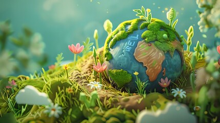 Wall Mural - A sweet and endearing earth themed cartoon discover