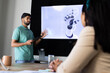© Wavebreak Media - Presenting robotic hand design, Indian man using tablet in modern office meeting