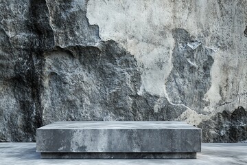 Stone Platform Against Weathered Wall