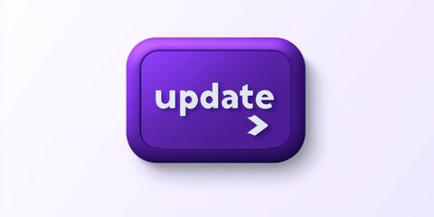 Flat Design Purple Button with 'Update' Text and Right Arrow on White Background