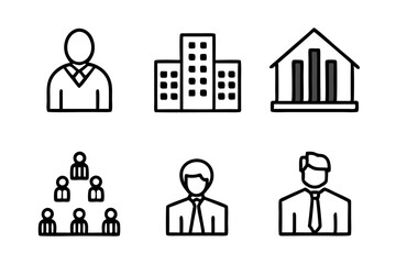 6 set difference corporate office icon silhouette vector,icon illustration on white background.