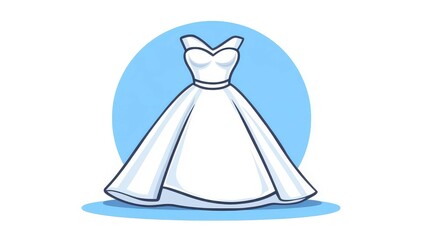 Wall Mural - Cute and playful wedding dress illustration perfect for tshirts, web design, and app graphics in a fun doodle style.