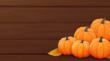 Canvas Print - A charming collection of pumpkins on a rustic wooden table, perfect for celebrating the autumn season.