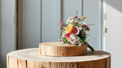 Flower bouquet on a wooden table