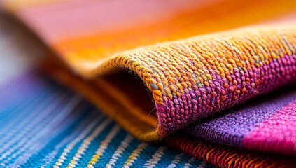 Close-Up of Colorful Mexican Fabric with Intricate Patterns