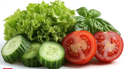 A variety of vegetables including cucumbers, tomatoes