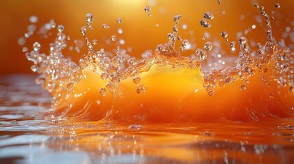 Wall Mural - Water Splashing In Orange Juice