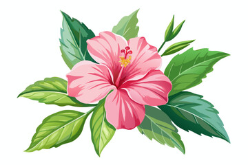 Canvas Print - Hibiscus flower watercolor floral design