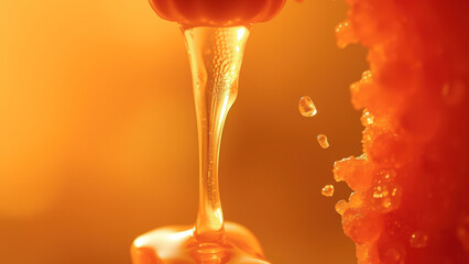 Canvas Print - Honey Dripping Down in Slow Motion