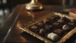 © AI Stock House - A tray of chocolates resting atop a desk
