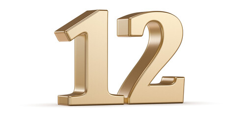 Gold 3D Number 12