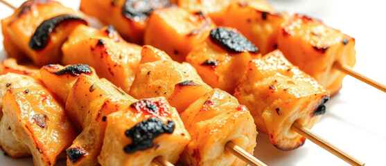 Wall Mural - Close-up of Grilled Skewered Tofu