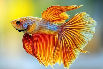 Poster - Orange and Yellow Betta Fish with Flowing Fins