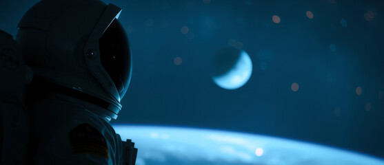 Wall Mural - astronaut in space suit gazes at the earth