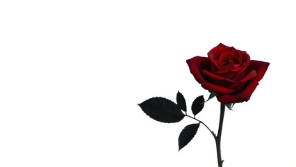 Poster - Single Red Rose with Silhouetted Leaves