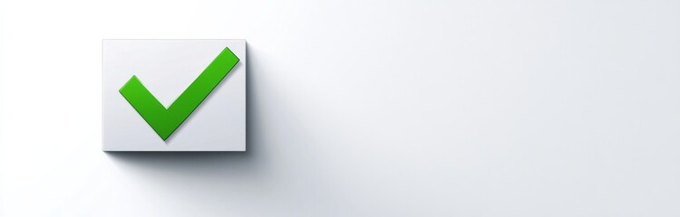 Green Checkmark in White Box and Empty Rectangle, Vector Design, Green Color Palette, White Background