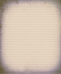 Blank lined vintage paper background, empty white paper.