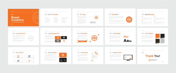 brand guidelines poster layout set. minimal brand guideline template. brand identity presentation de