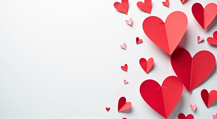 Sticker - red hearts background