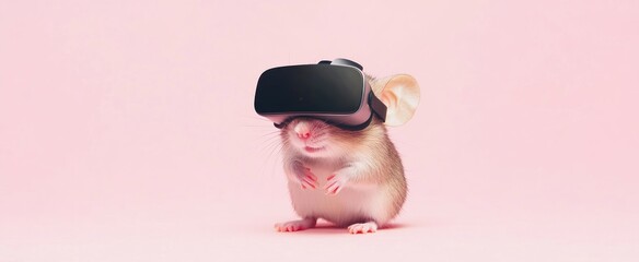 A Mouse Wearing Virtual Reality Glasses