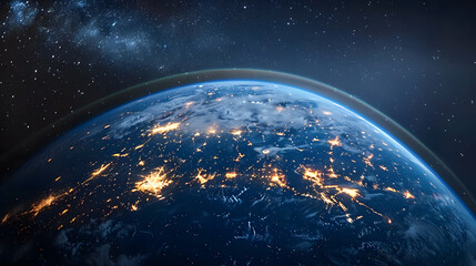 Wall Mural - Planet Earth at night, seen from space, showing North America