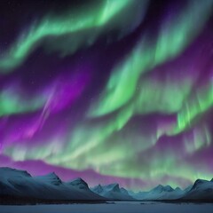 Wall Mural - Northern lights background with vibrant green and purple hues