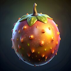 Wall Mural - A quirky. 3D rendered illustration of a fruit with a spiky. textured surface.