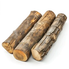 Poster - five Wooden logs isolated on white background 