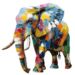 Poster - Abstract Colorful Elephant in Pop Art isolated 