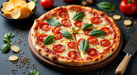 Canvas Print - pizza with tomatoes