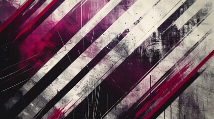 Wall Mural - Striped red purple and white, black wallpaper with grunge texture, perfect for vintage-inspired wall art