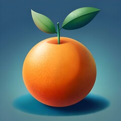 Wall Mural - A vibrant 3D illustration of a tangerine with a textured surface and a single green stem.