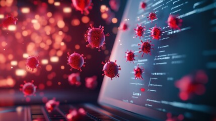 Canvas Print - A close up shot of a computer screen displaying security alerts and logs, highlighting the constant vigilance needed for cybersecurity.