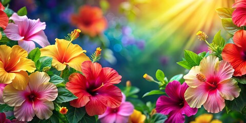 Vibrant hibiscus flowers creating a colorful and tropical background