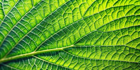 Wall Mural - Close up of a vibrant green leaf showcasing texture and details