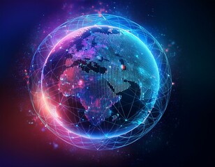 Wall Mural - Colorful Planet: Glowing Earth as a Tech Symbol