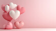 © Sahraya - A charming 3D render featuring a minimalistic and sweet love scene, perfect for greeting cards, webpage banners, photo frames, or social media. The background is adorned with a soft, pastel color pale