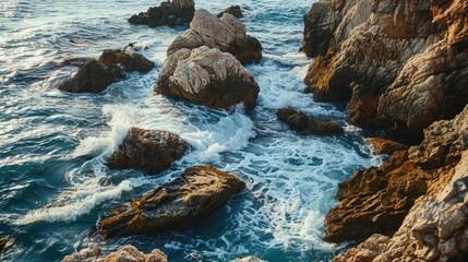 Scenic sea view with rocks and waves