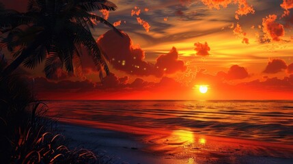 Wall Mural - Scenic sunset beach rendezvous