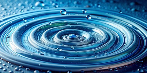 Wall Mural - Close-up shot of a blue spiral with water droplets, against a light blue background