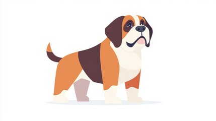 Sticker - This cute flat design spotlights a playful St. Bernard, blending charming textures with a whimsical, cartoonish vibe.