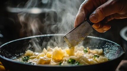 Canvas Print - Savory Homemade Pasta Dish with Steaming Fragrance